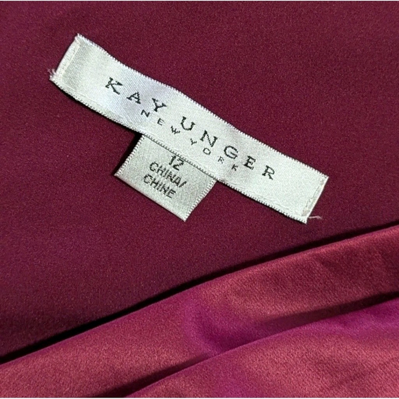 Kay Unger Cranberry Satin Dress Holiday Cocktail Party 12 - Picture 8 of 12